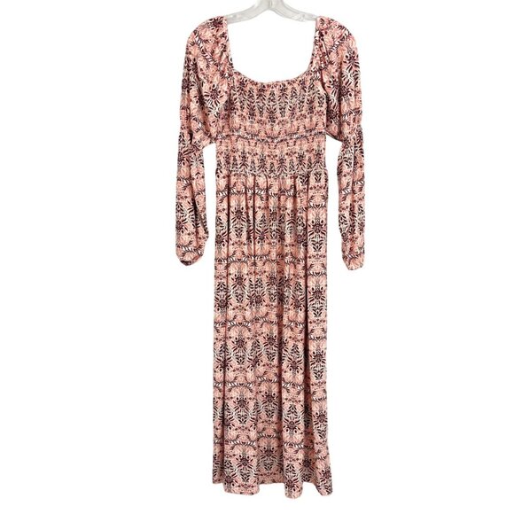 Cabana Life Brooklyn Puff Sleeve Maxi Dress in Pink Burgundy Square Neck - SMALL - Picture 2 of 11